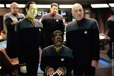 Michael Dorn as Worf, Brent Spiner as Data, Jonathan Frakes as Riker, LeVar Burton as LaForge and Patrick Stewart as Picard in Paramount's Star Trek: Nemesis - 2002